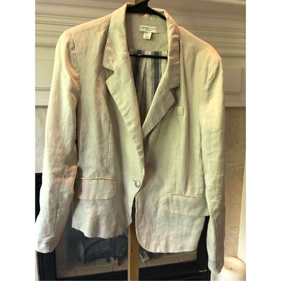 Adrienne Vittadini Women’s Cream with Blue Striped Inside One Button Blazer Suit - Picture 1 of 8